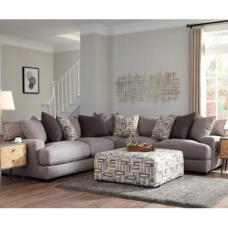 2 Piece L-Shaped Sectional with Track Arms
